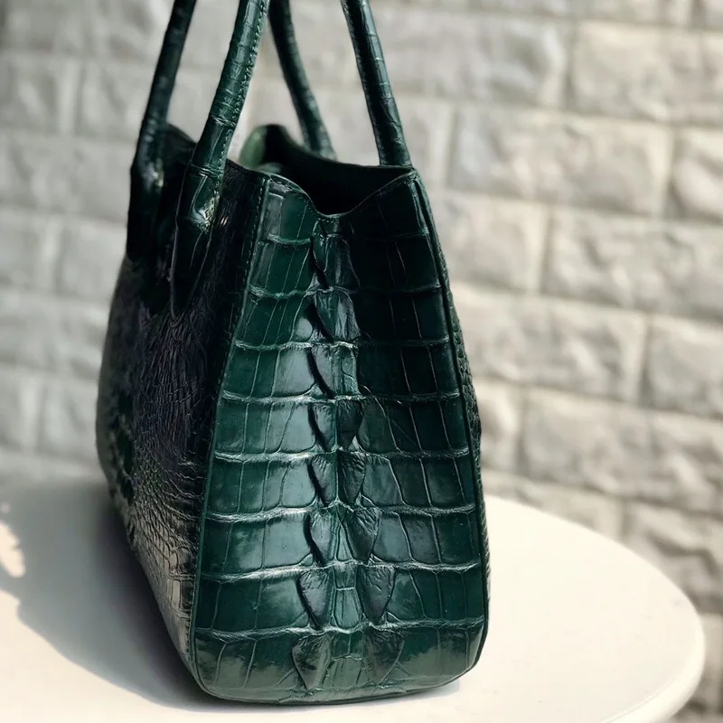 Классическая женская сумка из натуральной кожи аллигатора с верхней ручкой, Женский Большой кошелек, настоящая крокодиловая кожа, женская фиолетовая сумка