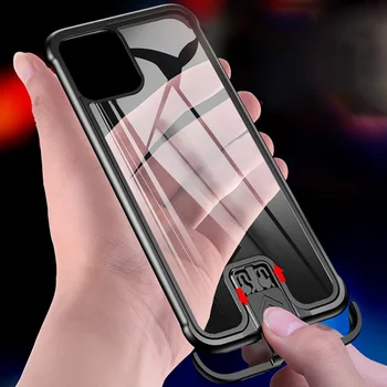 

R-just Push Pull Metal Frame for iPhone 11 Pro Max 11 Xs Max XR X 8 Plus 7 Plus Phone Case Aluminum Bumper Tempered Glass Cover