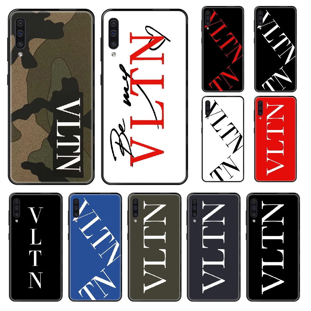 

Italy Luxury Brand VLTN Phone case For Samsung Galaxy A 3 5 6 7 8 20 40 50 70 71 E S Plus 2016 2017 2018 black tpu Etui soft