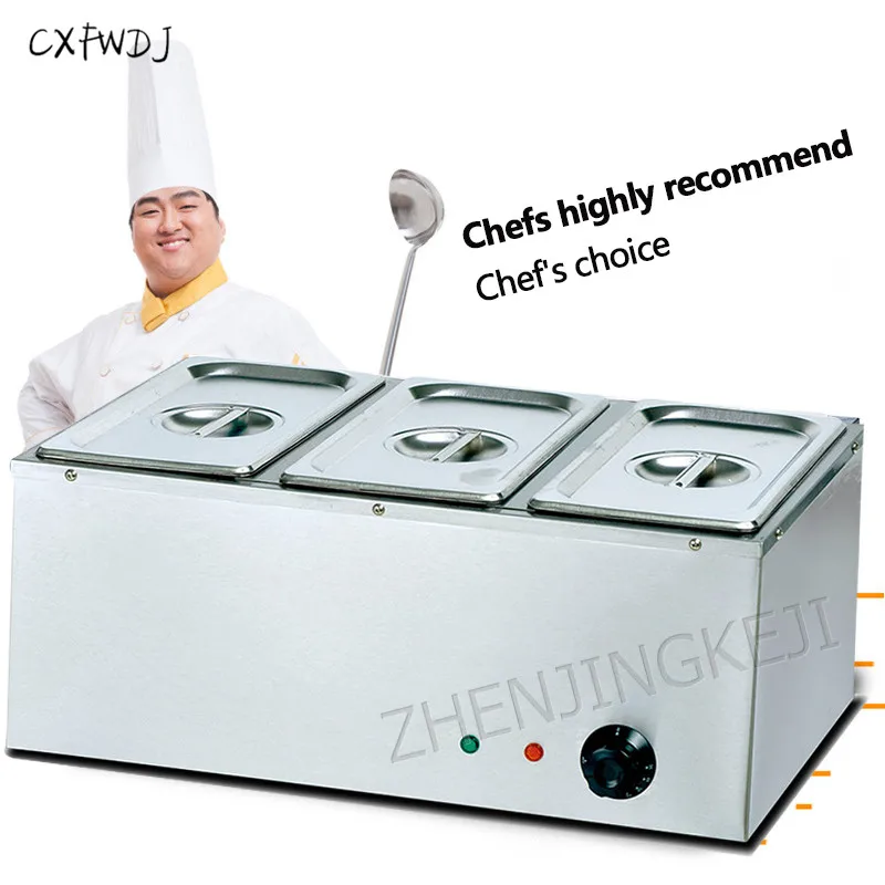 BS-3V Three Pots Electric Heat Insulation Soup Pool Stainless Steel Insulation Station Sale Fast Food Car 1500W Electric Furnace