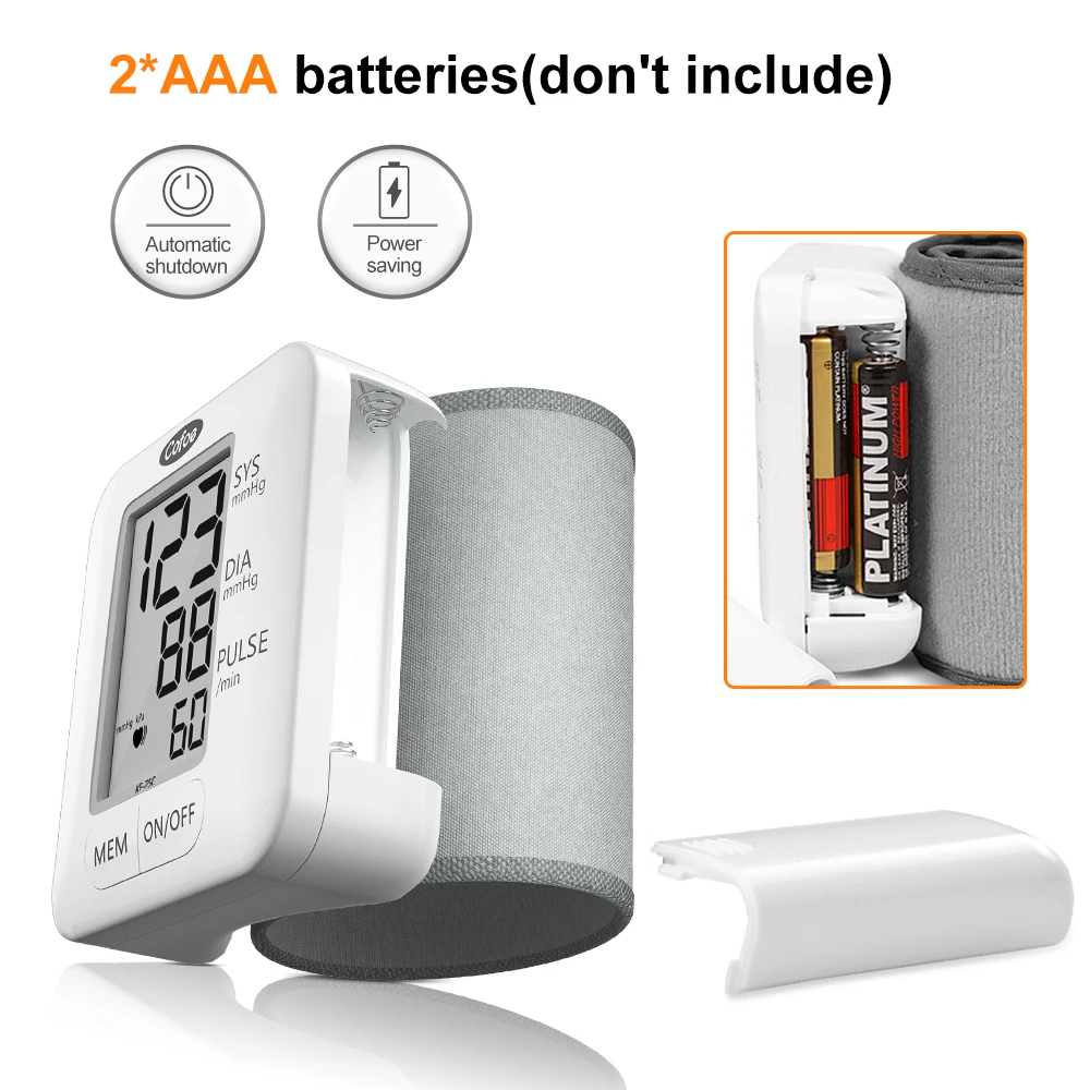 Digital wrist blood monitoring Automatic sphygmomanometer BP heart rate measurement Pulse meter Tensiometer Blood pressure monitor Blood pressure meter