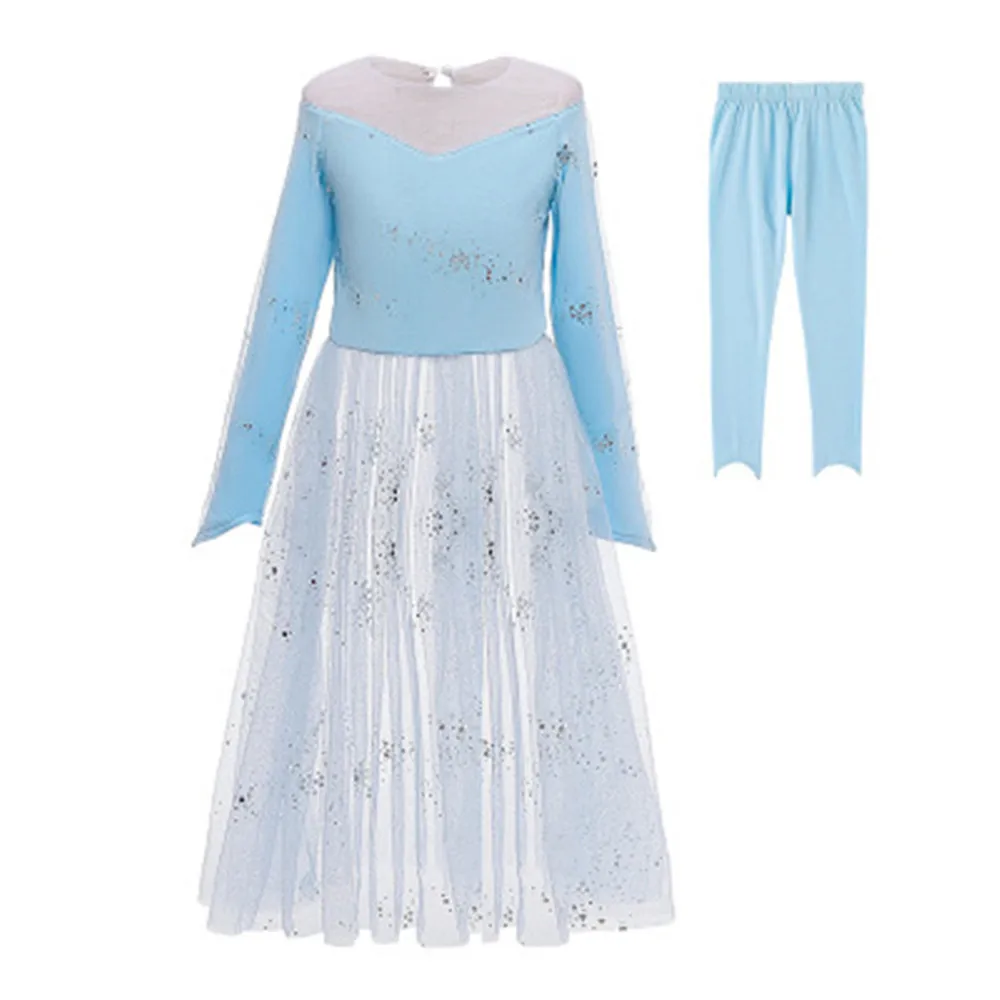 elsa set2 Платье для девочек; платье принцессы Анны Эльзы 2 Косплэй вечерние платья Одежда для девочек костюм Эльзы детская год платье принцессы Платья Снежной королевы «Эльза» до - Цвет: elsa set2