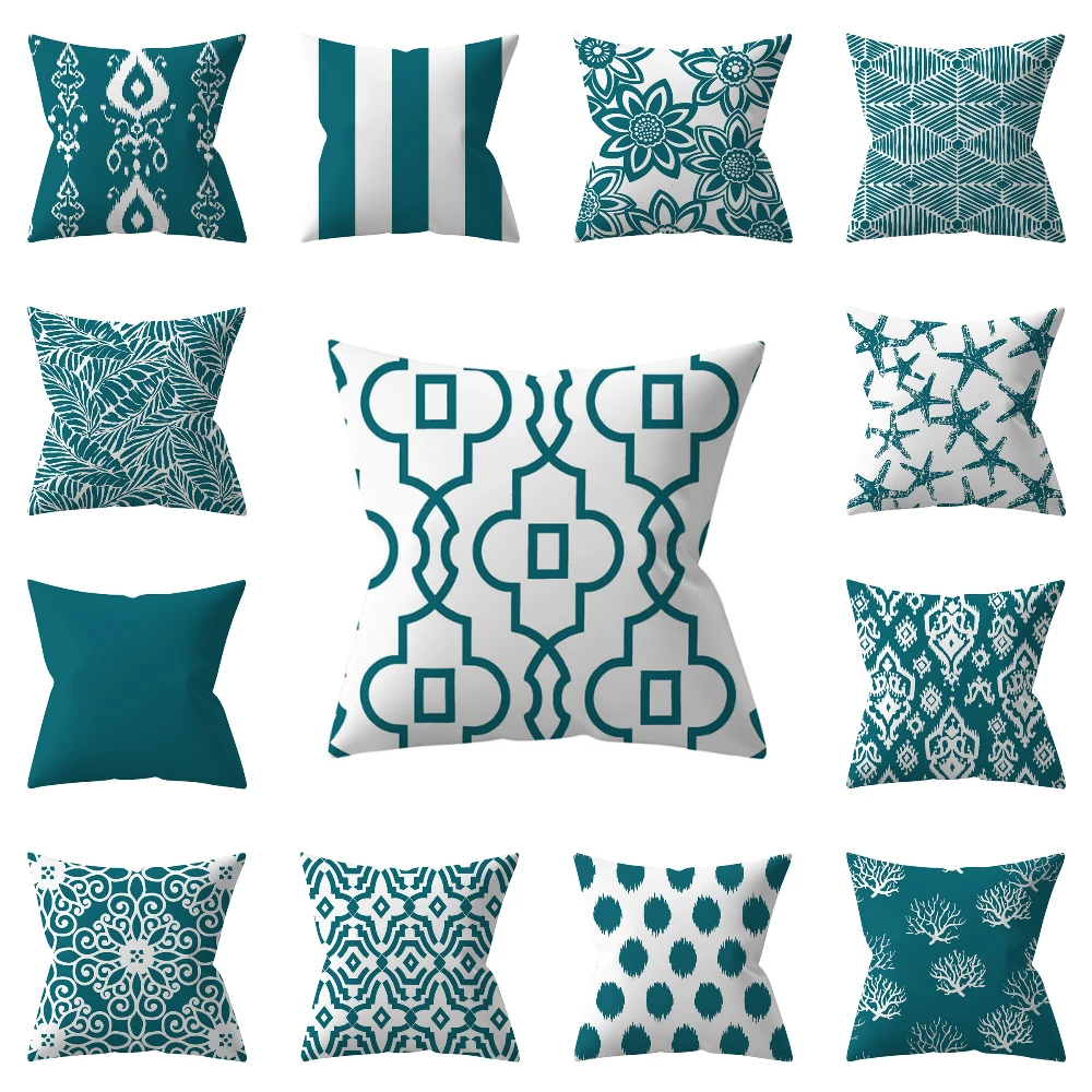 

Lychee Ink Green Cushion Case Polyester Peachskin 45x45cm Geometric Cushion Cover Decorative Pillowcase Home Sofa Throw Pillow