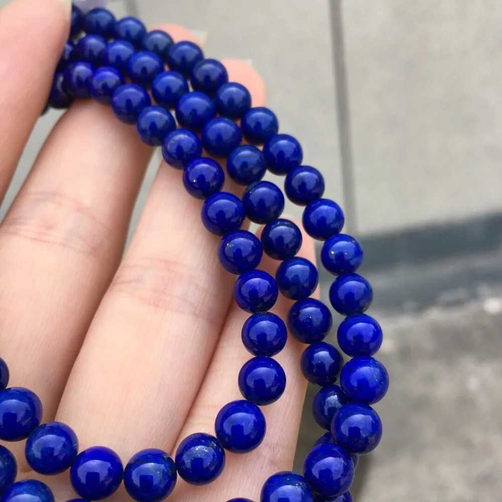 Браслет lapis натуральный синий лазуритовые бусины Lapis 6,5 мм 41,4 г многослойный браслет Lapis для женских изысканных фасонных украшений