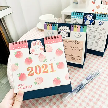 

2021 Desk Calendar Kawaii Desktop Paper Calendar Notebook Daily Scheduler Table Planner Yearly Agenda Organizer Office Supplies
