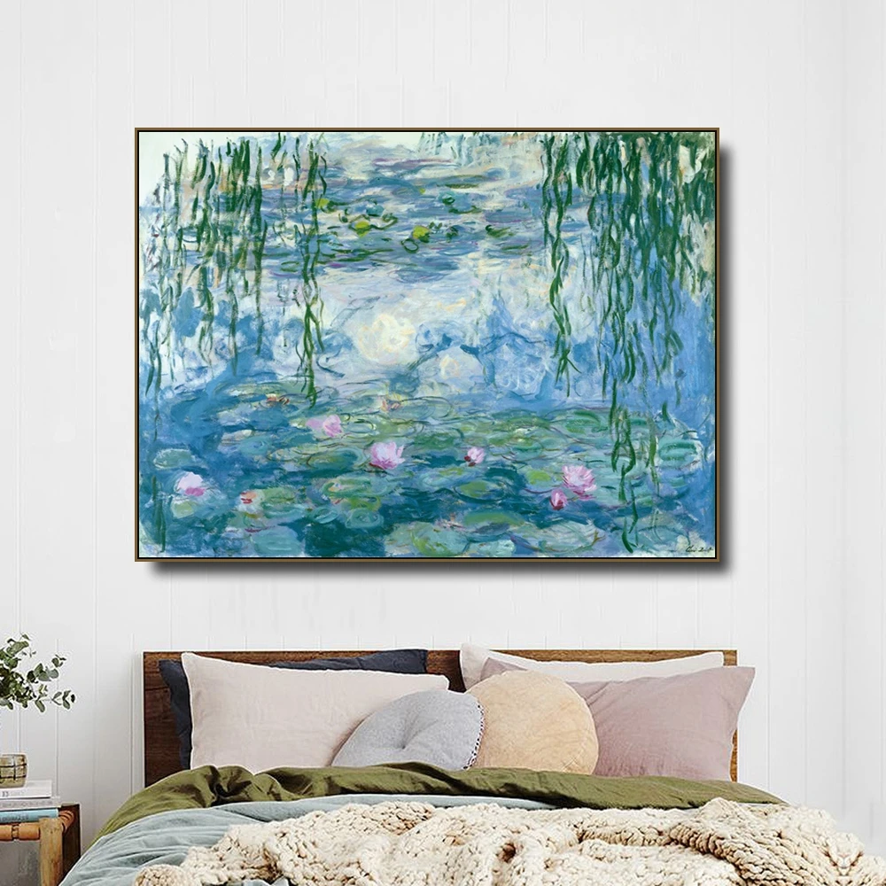Плакаты и печать водяных лилий 1916-1919 от Monet Картина на холсте каллиграфия
