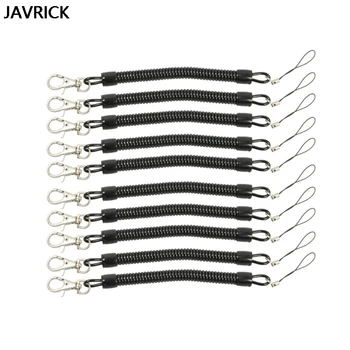 

10Pcs Black Coil Springs Keychain Cellphone Snap Hook Holder Retractable Coil Cord Key Chain Holder with Lobster Clasp