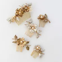 Нежная винтажная Золотая свадебная маленькая расческа шпильки хрустальные аксессуары для волос для женщин Свадебная вечеринка выпускной