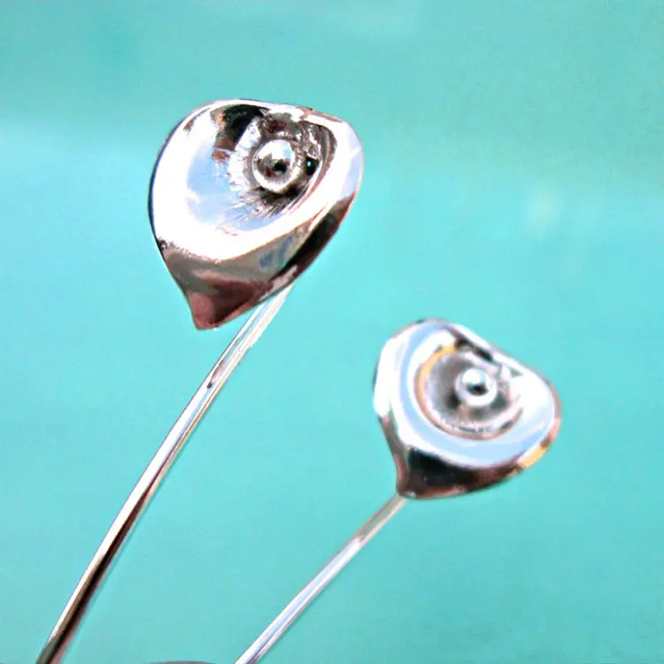 Яркие Серебряные Листья лилии розы цветок Простые висящие серьги Модные цветок лотоса металлические длинные серьги женские массивные ювелирные изделия