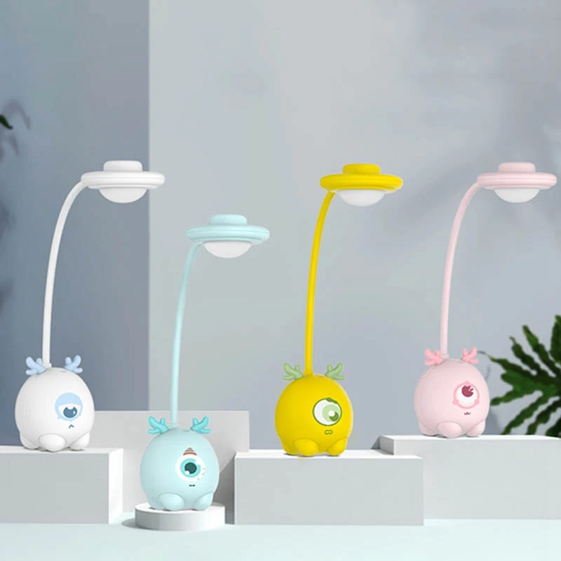 Cartoon Silicone One Eyed Monster Press Sensor LED Night Light for Children Baby Kids 3 Modes Eye Protection USB LED Night Lamp