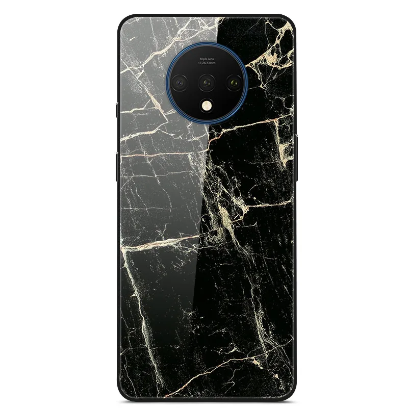 Закаленное стекло Чехол для Oneplus 7T Case Жесткий ПК Красочная задняя крышка Для Oneplus 7T Крышка 1+ 7T Телефонный бампер на один плюс 7T Fundas - Цвет: 1