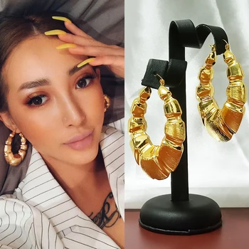

vintage earrings gold colors big circle hoop earrings for women new fashion style