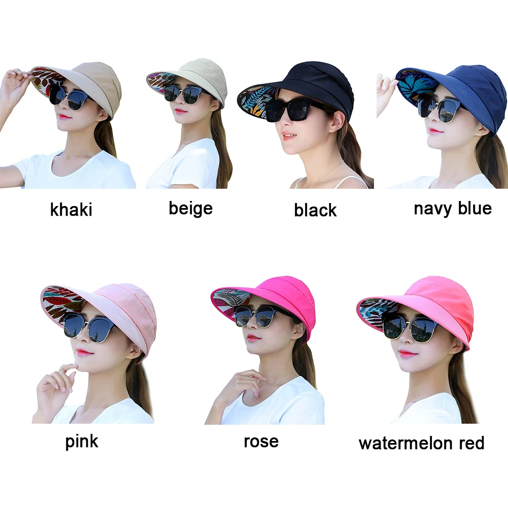 rose red Летняя Солнцезащитная Складная Солнцезащитная шляпа для женщин, кепка с широкими полями для девушек, праздничная Солнцезащитная шляпа с УФ-защитой, Пляжная упаковываемая Кепка с козырьком - Цвет: rose red