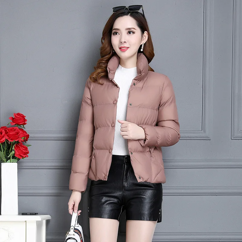 

Simple Versatile Warm Cotton Coat 2019 Winter New Style Korean-style Stand Collar Long Sleeve Slim Fit Commuting-Style Cotton-pa