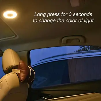 

Car Reading Light USB LED Light Portable Round Rechargeable Touch Interior Type Interior Lamp Night Wireless Universal Ligh P6R0