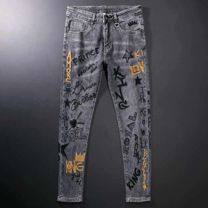 Streetwear Fashion Men Jeans Retro 