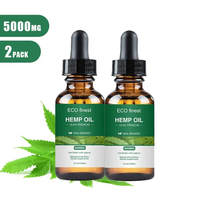 2pcs 5000mg HEMP Oil Natural Hemp Seed Extract Improve Sleep Ease Pain Massage Essential Oil
