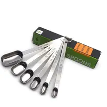 Пружинные поварские сверхпрочные металлические мерные ложки из нержавеющей стали для сушки или жидкости, помещаются в баночке для специй, набор из 6