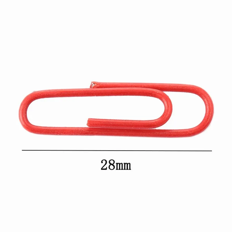 100PCS Plastic-coated Paper Clip Bookmark Color Paper Clip Shaped Paper Clip Paper Clip 28MM
