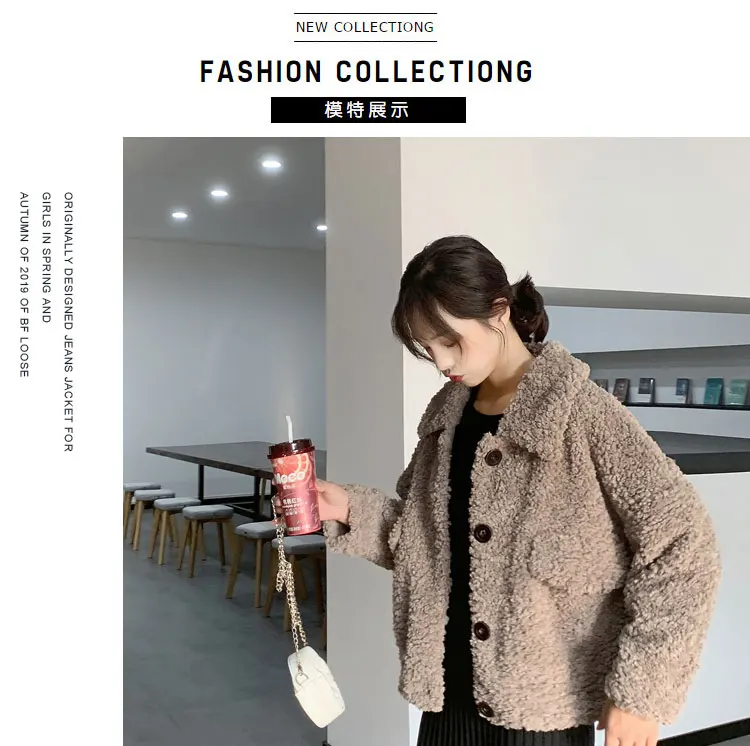 New Lamb Fur Jacket Women's Short Winter Korean Loose Plush Fur One-piece Top Thick Faux Fur Fashion Wild Casual Simple