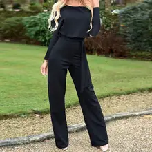 Women Straight Jumpsuits Fashion Solid Color O-neck Long Sleeve Lace-up Casual Autumn Spring Overalls monos de fiesta 2020 New E