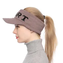 Новинка, модная женская кепка, зимняя теплая вязаная кепка без короны, солнцезащитная Кепка# D17