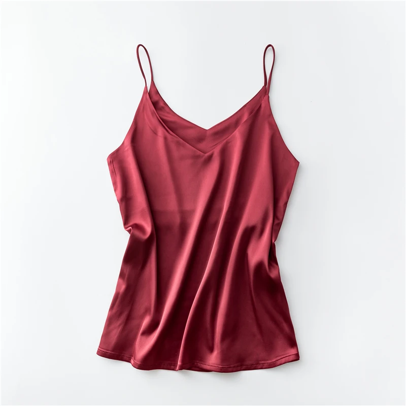 Women Spaghetti Strap Top Halter V Neck Basic Cami Sleeveless Satin Silk Tank Tops Women'S Summer Camisole Plus Size