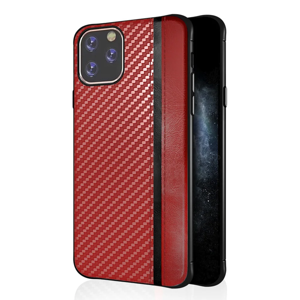 Red Eqvvol бизнес из искусственной кожи чехол для iPhone 11 Pro MAX X XR XS 8 7 6 6s Plus углеродное волокно Сращивание Капа Coque для iPhone 8 X крышка - Цвет: Red