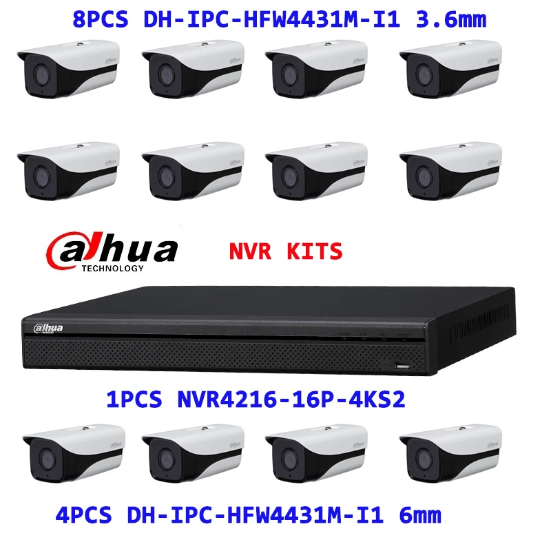 Dahua nvr комплект NVR4216-16P-4KS2 POE с IPC-HFW4431M-I1 комплекты