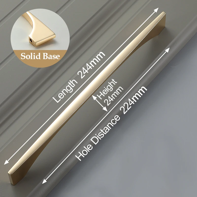 KAK Zinc Alloy Bright Gold Cabinet Pulls Light Luxury Stylish Kitchen Handles for Furniture Drawer Knobs Cabinet Hardware - Цвет: Handle-6009-224BG