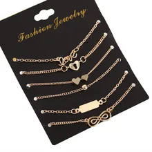 5 шт./компл. сплав Новинка Bijoux(украшения своими руками) Модные Винтаж ножной браслет Бесконечность 8 Браслеты для женские ботильоны браслет подарочный набор ювелирных изделий