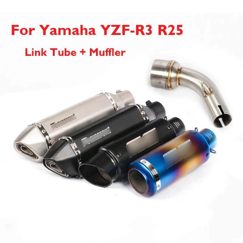 

Motorcycle Slip on R3 R25 Exhaust Tip Silencer Escape Muffler Middle Link Pipe Connector Tube for Yamaha YZF R3 R25