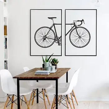 

Nordic Black And White Fashion Bike Painting Canvas Posters Living Room Scandinavian Wall Art Prints Modular Pictures Home Decor