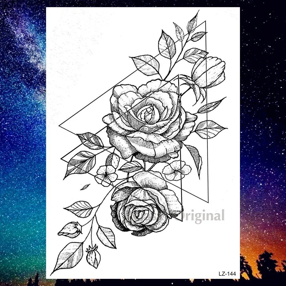 PLZ144 DIY Geometric Wolf Temporary Tattoos For Women Men Body Art Arm Tattoos Sticker Realistic Fake Dreamcatcher Coyote Flower Tatoos - Цвет: PLZ144
