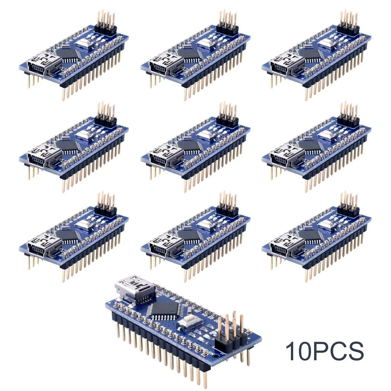 Плата Funduino Nano 3 0 Atmega328 для контроллера Arduino плата разработки модуля без USB 10 шт./лот