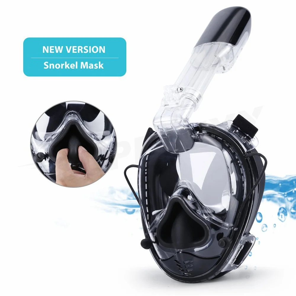 

2019 New Diving Mask Soft Nose Upgraded Full Face Scuba Mask One-piece Gasbag Underwater Anti-fog Snorkeling Mask For Kid Adults