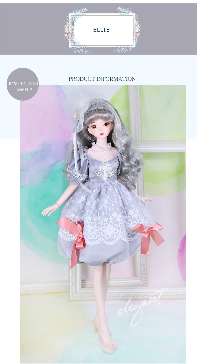DBS 1/3 BJD Коллекция серии Wonderland механическое соединение тела, включая волосы, глаза, одежду 62 см Высота девушки ледяной, SD