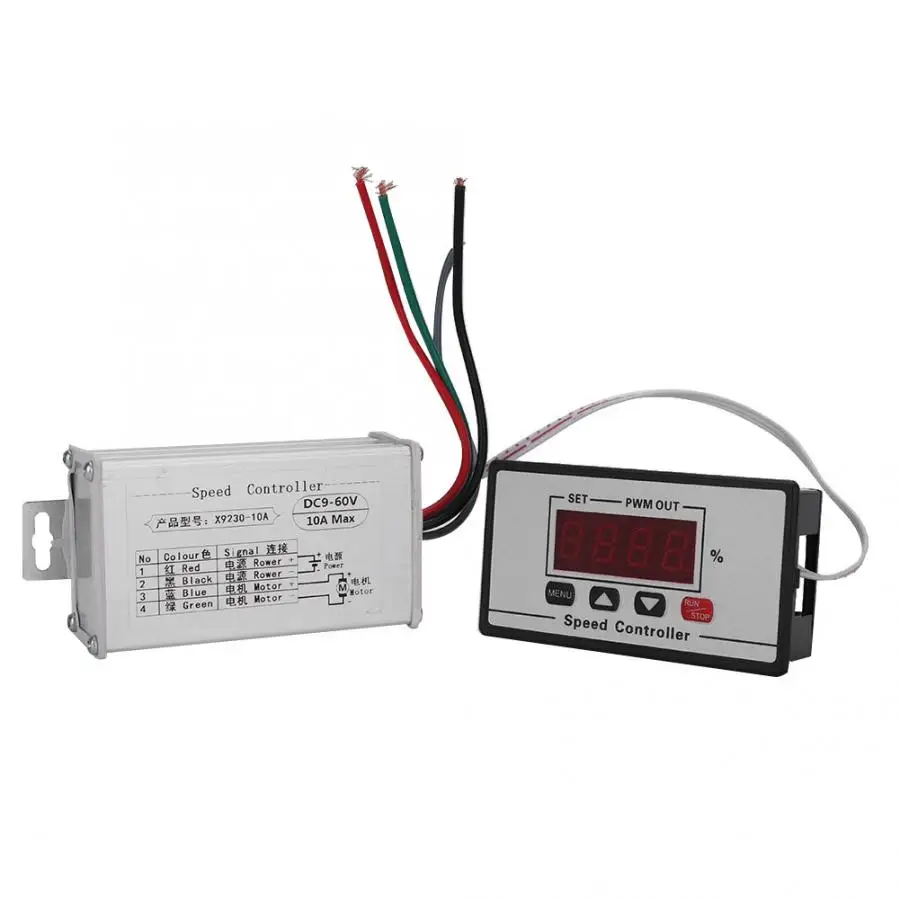 DC 9-60V Цифровой дисплей PWM моторный регулятор DC контроллер щетки двигателя 10A