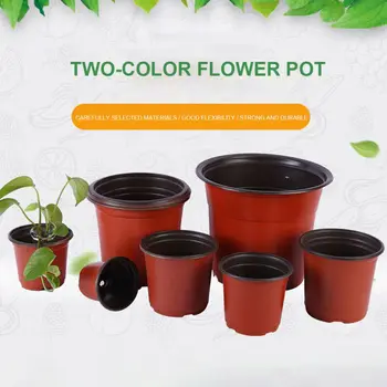 

10pcs Soft Plastic Flower Pots Two-color Durable Succulent Plant Pot Seedling Tray Nursery Container For Home Garden Decoration