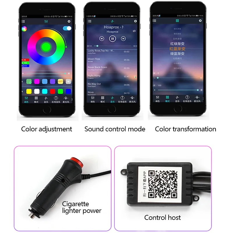 Car Atmosphere Lights EL Neon Wire Strip Light RGB Multiple Modes App Sound Control Auto Interior Decorative Ambient Neon Lamp Car Atmosphere Lights EL Neon Wire Strip Light RGB Multiple Modes App Sound Control Auto Interior Decorative Ambient Neon Lamp