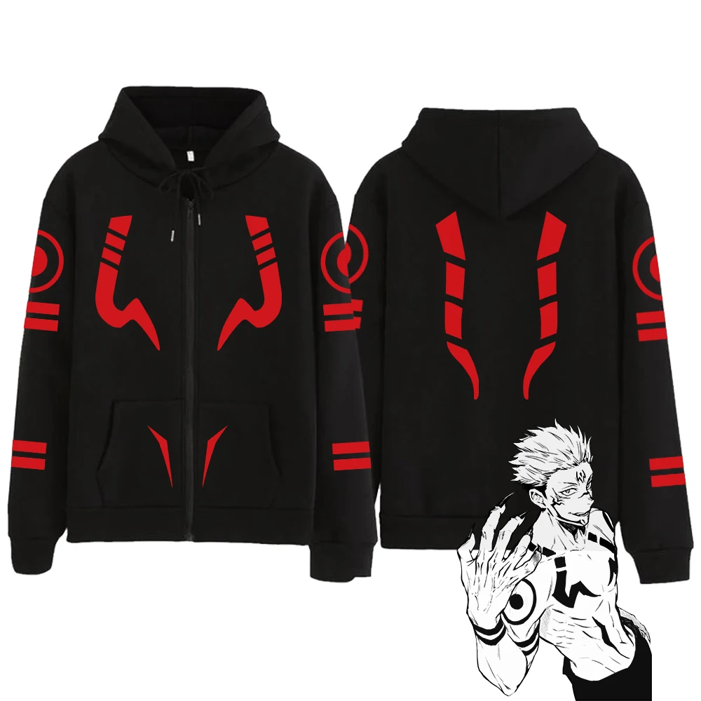 

Novelty Jujutsu Kaisen Anime Hoodie Yuji Itadori Ryomen Sukuna Cosplay Costume Harajuku Unisex Sweatshirt Zip Up