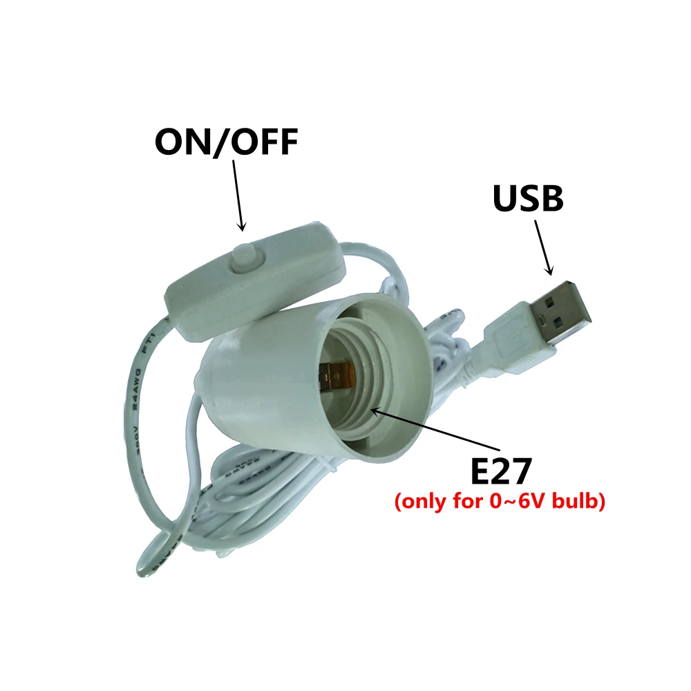 E27 lamp holder USB interface 6V bulb use USB power supply USB Connect ...