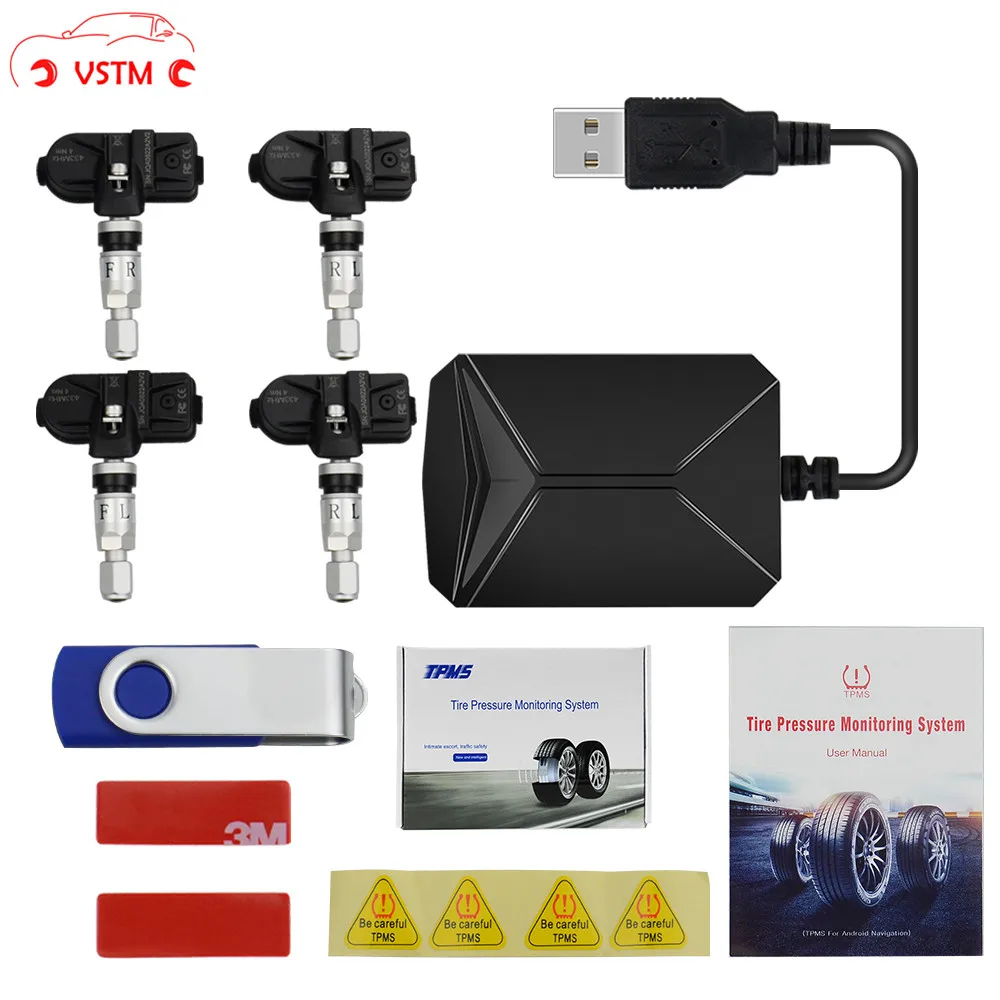 USB Android TPMS автомобильный монитор давления в шинах 4 внешних датчика 116psi система мониторинга сигнализации Беспроводная передача TPMS для DVD