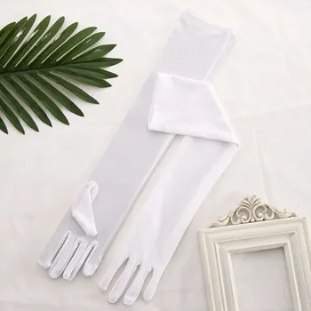 

Women Performance Soft Long Wedding Bridal Evening Party Elegant Solid Banquet Costume Accessories Prom Gloves Opera Stage