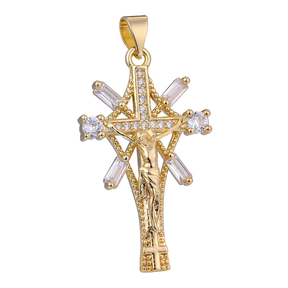 Juya DIY 18K Echtgold vergoldet Großhandel Christian Kreuz Charms für handgemachte Weihnachten religiöse Rosenkranz Anhänger Schmuckherstellung – Detail 24