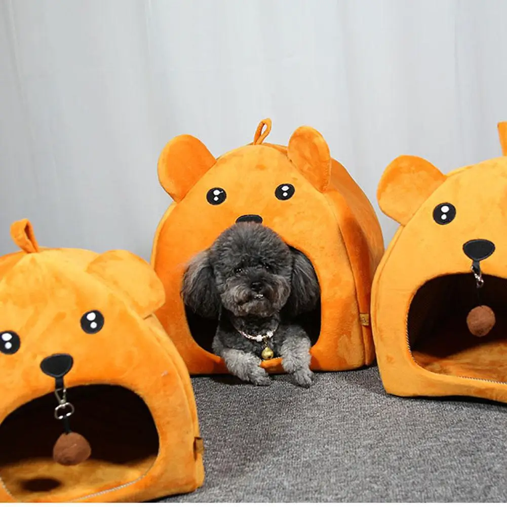 HobbyLane теплый фланелевый домик в форме милого медведя, питомник, гнездо для сна, для кошек, собак, плюшевый бишон