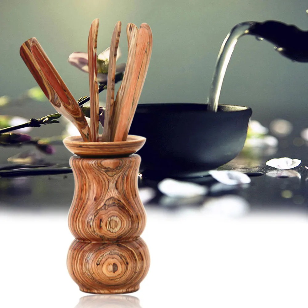 6 Pcs Mixing Spoon Holder Office Traditional Gift Wooden Tools Tea Utensil Set Funnel Needle Accessories Table Ceremony