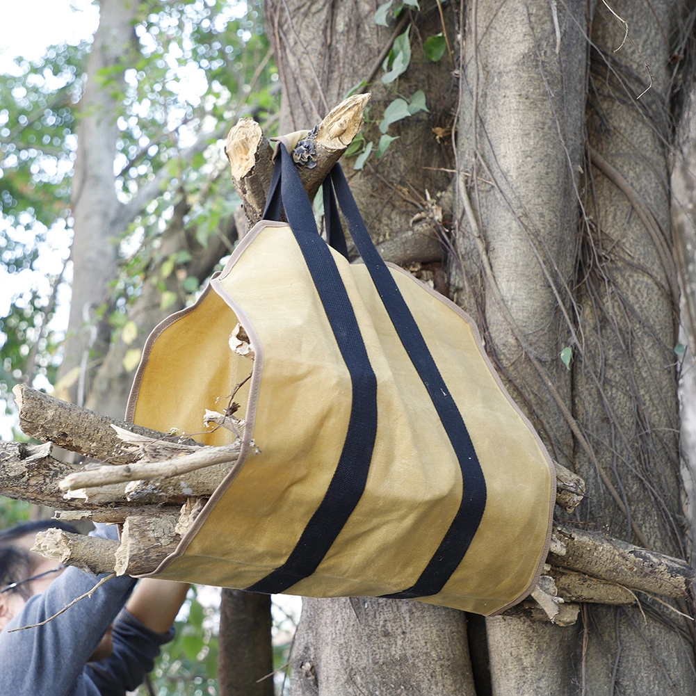 Водонепроницаемый холст сверхмощный дров Перевозчик древесины бревна держатель Крытый дров сумки устойчивые дров перевозчик сумка N11
