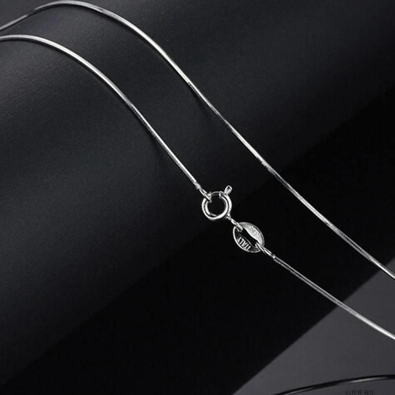 40cm45cm Real Pure Simple Snake Chain Necklace 925 Sterling Silver Chain Choker Metal Necklaces Chains (1)