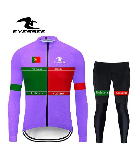 Long suit EYESSEE, новинка, мужская команда, Португалия, Велоспорт, Джерси, набор, дышащий и быстросохнущий, велосипедная одежда с длинным рукавом, одежда для велосипеда - Цвет: Long suit